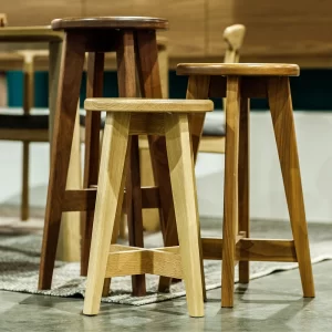 Traditional timbers stools made from solid timber. Built with modern, clean lines creating a simple but pleasing aesthetic by Buywood Furniture, Brisbane.