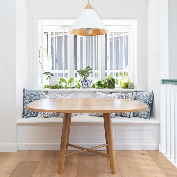 The Hamptons dining table is perfectly suited for a small family or apartment living designed and crafted by Buywood Furniture in Brisbane.