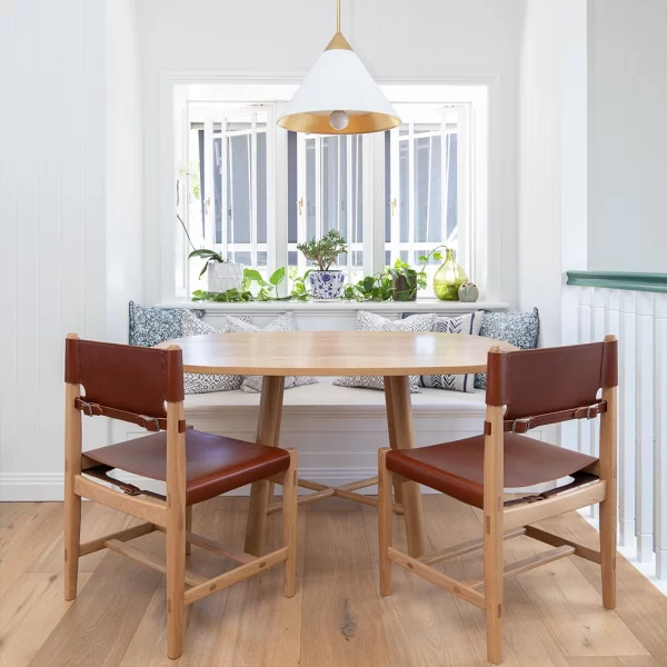 The Hamptons dining table is perfectly suited for a small family or apartment living designed and crafted by Buywood Furniture in Brisbane.