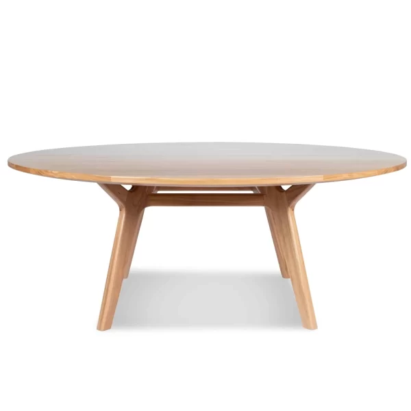 The Lucia timber round dining table follows an elegant, Scandinavian aesthetic with incorporated complex traditional joinery.