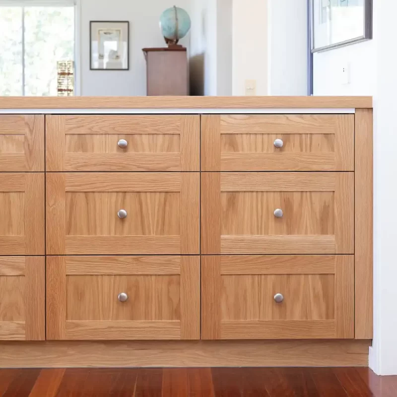 American Oak 3D Timber Panelling - This kitchen installation has been crafted from American Oak timber by Buywood Furniture, Brisbane.