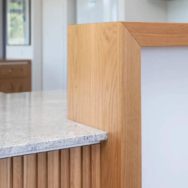 American Oak 3D Panelling - This kitchen installation has been crafted from American Oak timber by Buywood Furniture, Brisbane.