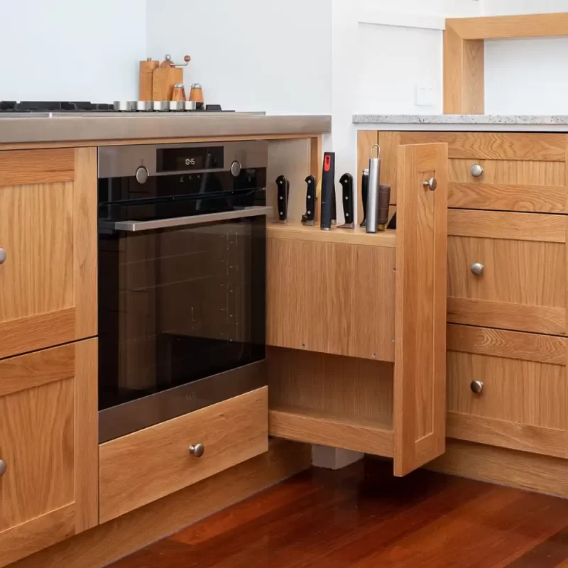 American Oak 3D Panelling - This kitchen installation has been crafted from American Oak timber by Buywood Furniture, Brisbane.