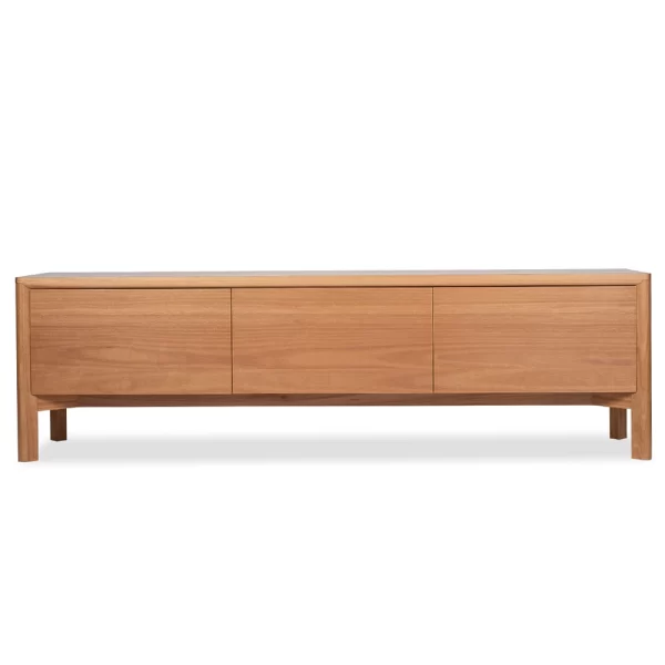 The Hastings Entertainment unit is crafted from 100% solid wood boasting an elegant form with a rounded leg custom designed by Buywood Furniture, Brisbane.