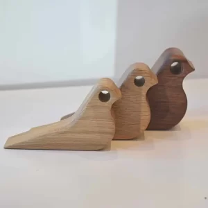 Custom designed and made by Buywood Furniture our little hardwood Timber Bird Door Stoppers would look cute on the table as a decoration or to keep pesky doors open.