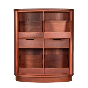 The Heidi Drinks Cabinet includes, hand-cut dovetailed front drawers, custom handles, sliding tambour doors and a whole lot of sophistication. Finished in a Red Gum timber, Heidi demonstrates great craftmanship and intricate joinery practices.