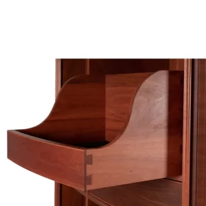 The Heidi Drinks Cabinet includes, hand-cut dovetailed front drawers, custom handles, sliding tambour doors and a whole lot of sophistication. Finished in a Red Gum timber, Heidi demonstrates great craftmanship and intricate joinery practices.