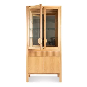 The Jensen Drinks Cabinet has been designed to complement the Jensen range. Featuring glass doors, stunning half-moon handles and 3D channeling detail on the draw fronts and dovetail joint drawers.