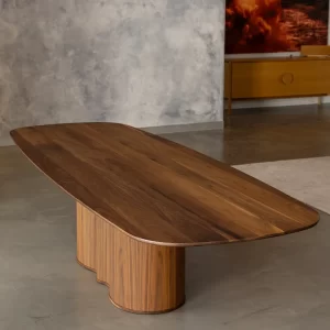 The Acacia dining table was designed and custom made by Buywood Furniture, led by mastercraftsman, Lee Kenny.