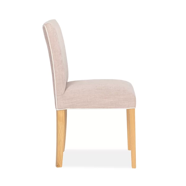 Experience the custom made timber and upholstered Margi Dining Chair with its curved lumbar support crafted by Buywood Furniture using Australian hardwood timber.